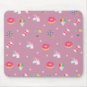 Mousepad lindos e cor-de-rosa unicórnios doces flores idiot