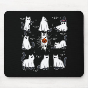 Mousepad Lindos Fantasmas de Gato Preto para Mulheres e Men