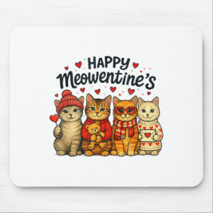 Mousepad Lindos Felizes Meowentines Dia dos Namorados Gatos