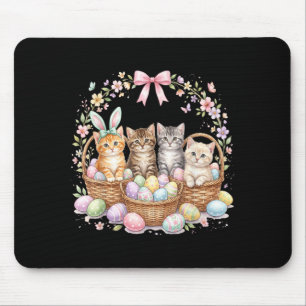Mousepad Lindos gatinhos de Páscoa em cestas Gato de Páscoa