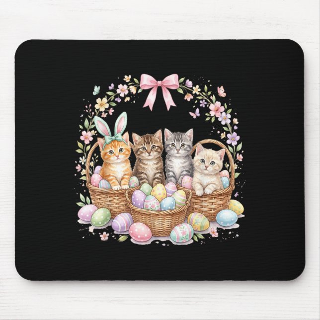 Mousepad Lindos gatinhos de Páscoa em cestas Gato de Páscoa (Frente)