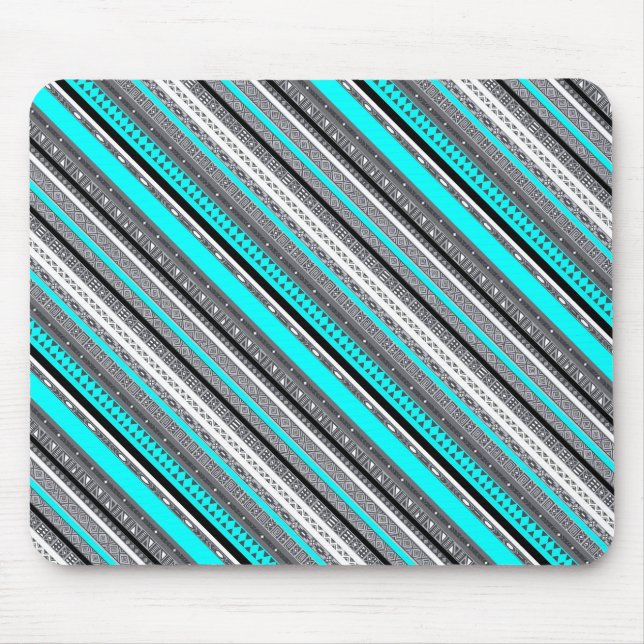 Mousepad Lindos padrões aztecas cinza aqua (Frente)