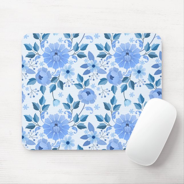Mousepad lindos padrões sem costura com flores e folhas em  (Com mouse)