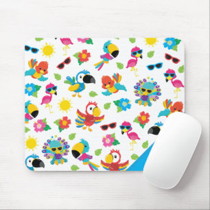 Mousepad Lindos Pássaros Tropicais Padrão de Paraíso Colori