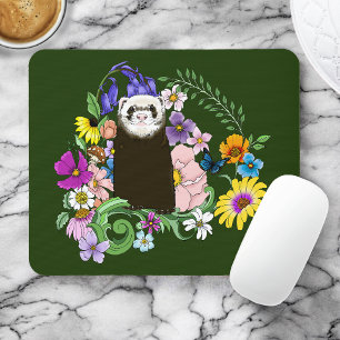 Mousepad Lindos Wildflowers de Furão Sable Verde Floresta