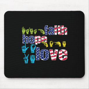 Mousepad Linguagem de Sinal Americano ASL 4 de julho Faith