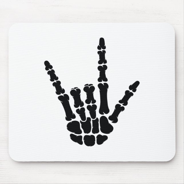Mousepad Linguagem De Sinal Americano Eu Te Amo, Skeleton H (Frente)