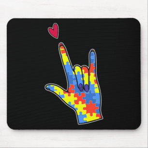 Mousepad Linguagem de Sinal ASL Autismo Consciência Quebra-