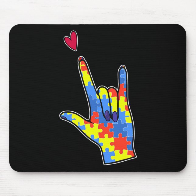 Mousepad Linguagem de Sinal ASL Autismo Consciência Quebra- (Frente)