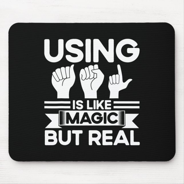 Mousepad Linguagem de Sinal ASL como Mágica mas surda real (Frente)