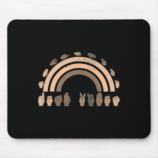 Mousepad Linguagem de Sinal de Mão ASL gesto de mãos surdas (Frente)