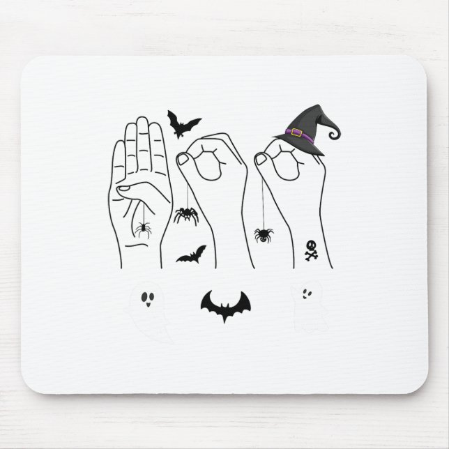 Mousepad Linguagem de Sinal de Mão das Halloween Orgulho Su (Frente)