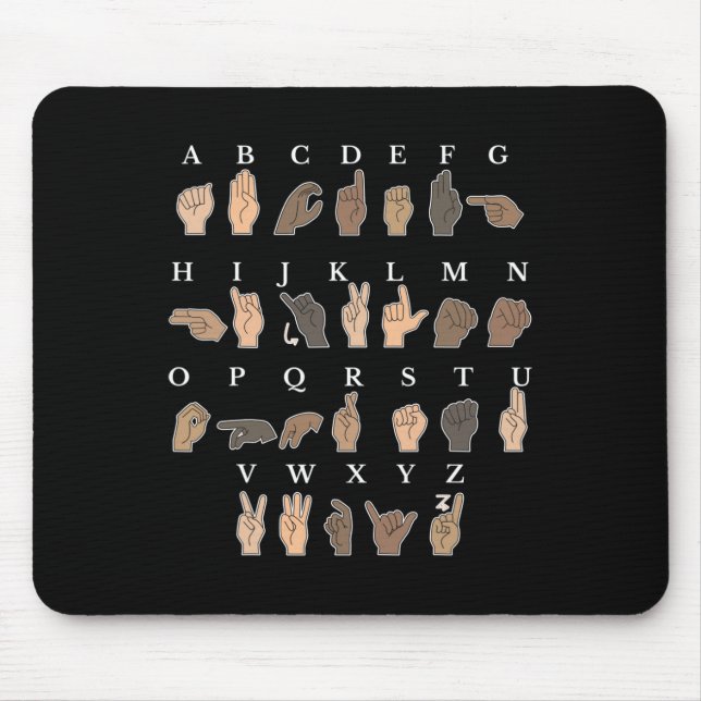 Mousepad Linguagem de Sinal de Mão Sinal SLA Reconhecimento (Frente)