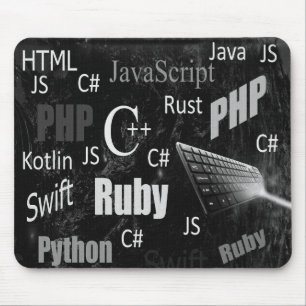 Mousepad Linguagens de programação preto e branco