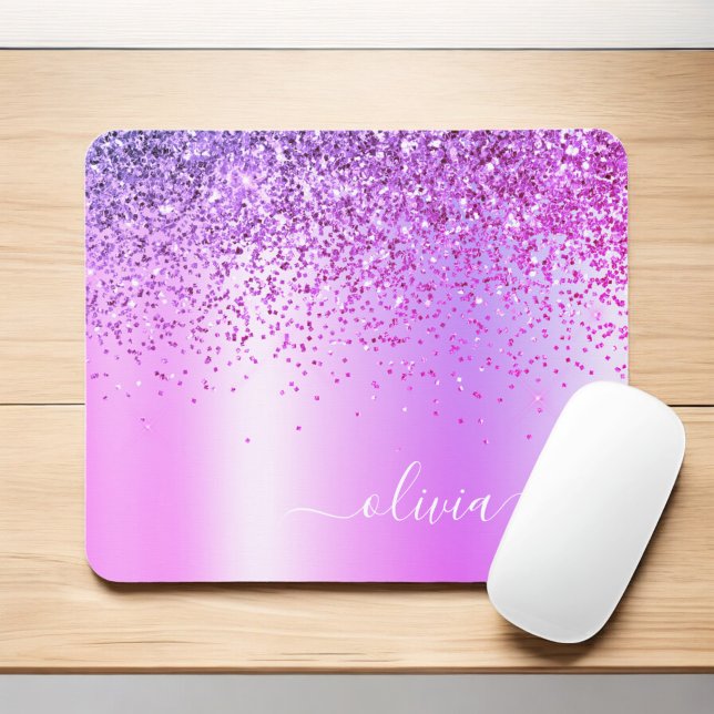 Mousepad Lingueta Roxa Monograma Nome Luxury Girly (Criador carregado)
