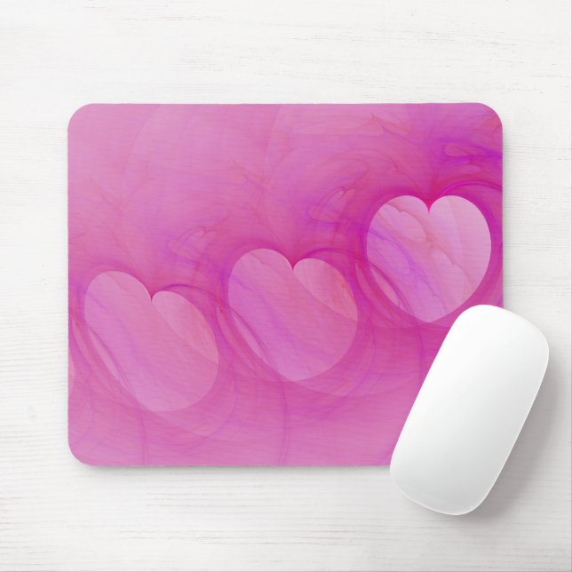Mousepad Linha Coração Rosa (Com mouse)
