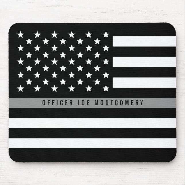 Mousepad Linha de Cinza fina Sinalizador americano Nome Adi (Frente)