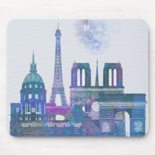 Mousepad Linha do Céu de Paris - Azul-Cria