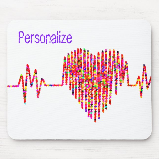 Mousepad Linha EKG coração-coração-vermelho-branco (Frente)
