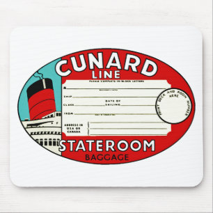 Mousepad Linha etiqueta de Cunard da bagagem