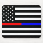 Mousepad linha fina símbolo EUA do vermelho azul dos<br><div class="desc">linha fina bandeira do vermelho azul dos EUA América do símbolo dos sapadores-bombeiros da polícia</div>