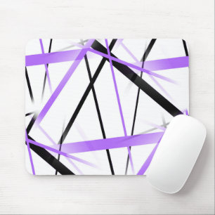 Mousepad Linha Moderna Geometria Fria Branco Preto Azul-Lil