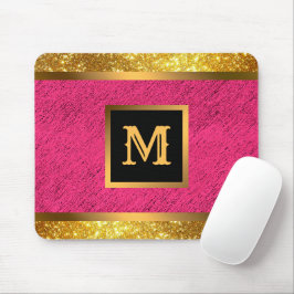 Mousepad Linhagem Rosa Rosa Dourada Moderna, Monograma