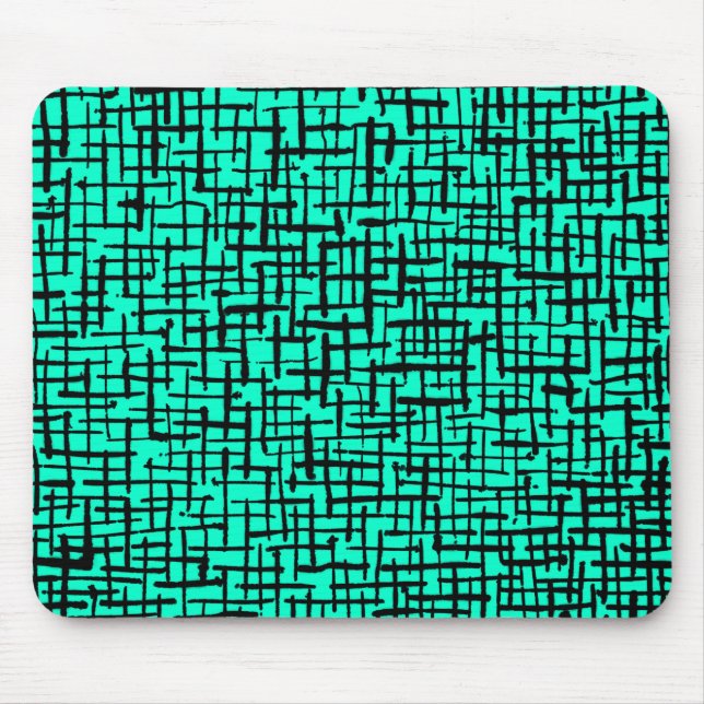Mousepad Linhas ácidas - Preto em Turquesa (Frente)