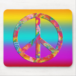 Mousepad Linhas coloridas da paz de flower power