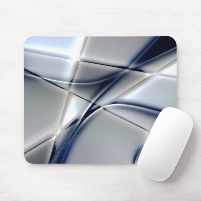 Mousepad Linhas curvas com tom cromático azul sobre quadrad (Com mouse)
