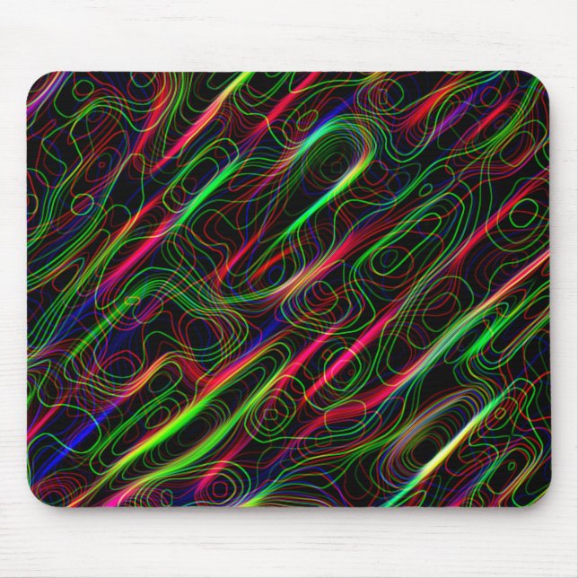 Mousepad Linhas Curvas Neon Multicolores (Frente)