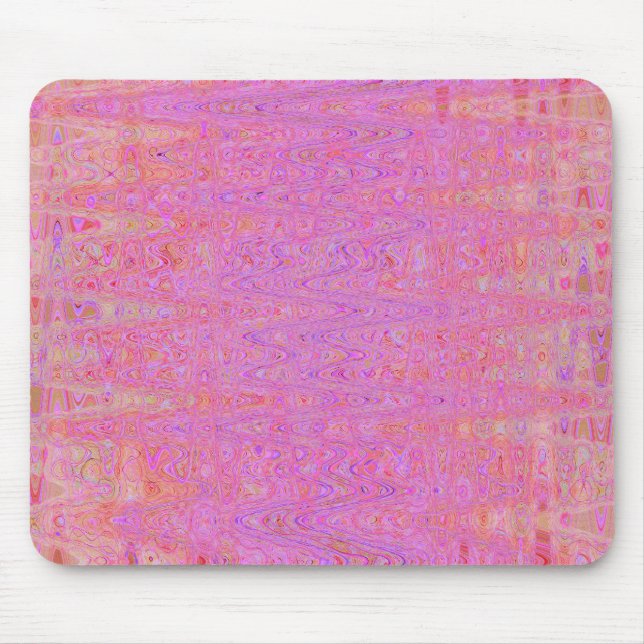 Mousepad Linhas Sinuosas Rosa e Laranja Abstratas Retrô (Frente)