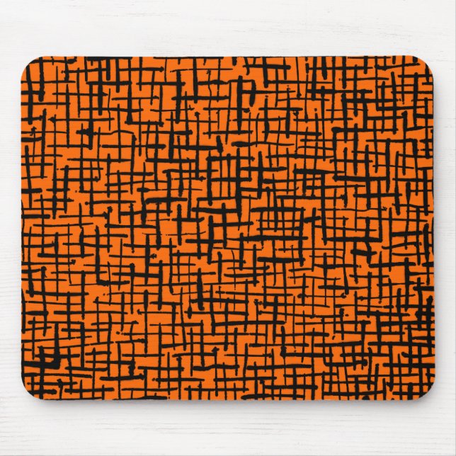 Mousepad Linhas Tintas - Preto em Laranja (Frente)