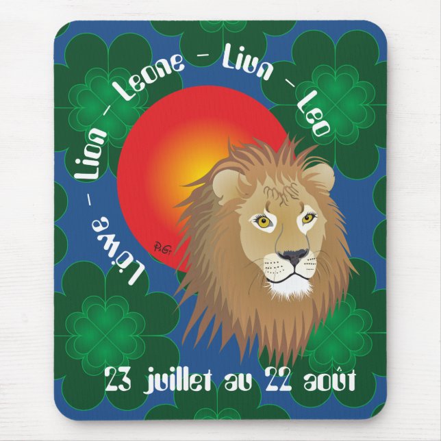Mousepad Lion 23 juillet au 22 août Tapi de souri (Frente)