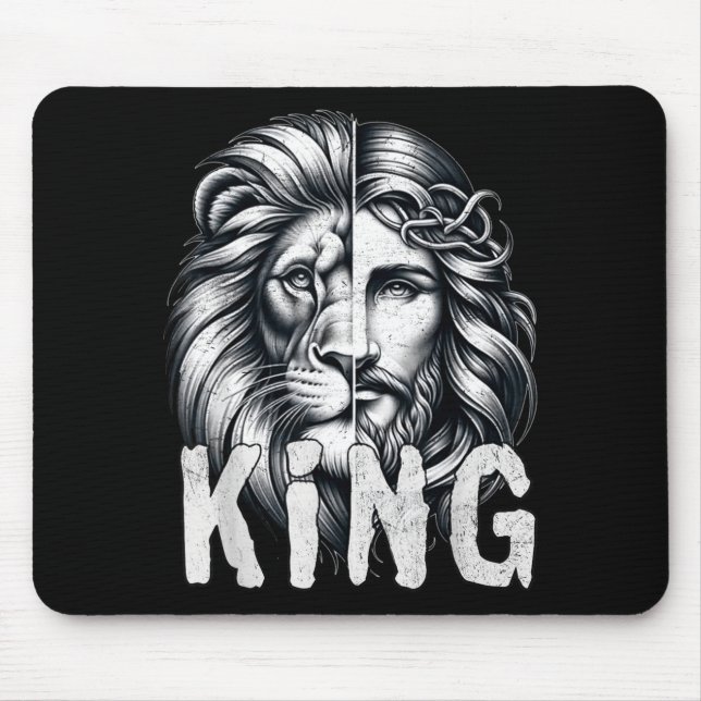 Mousepad Lion And Jesus King Christian Faith Design  (Frente)
