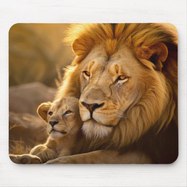 Mousepad Lion Animal Wilderness Freedom Impressão (Frente)