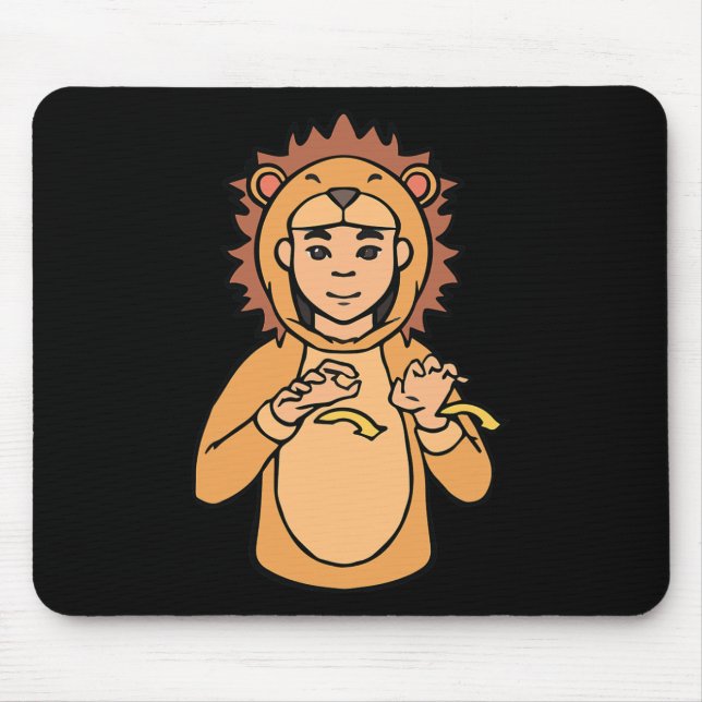 Mousepad Lion ASL Gesto de Mão Surda Perda de Consciência (Frente)