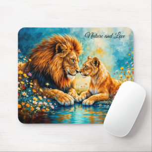 Mousepad Lion Lioness, gatos selvagens natureza amam vida s