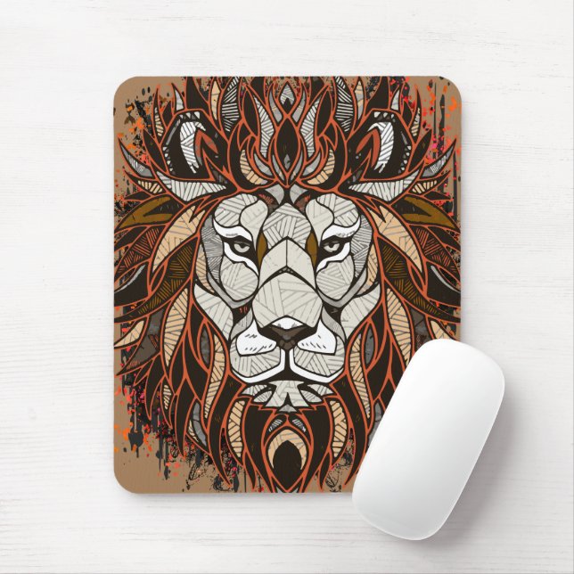 Mousepad Lion Polygon | Desenho Colorido | Leão (Com mouse)