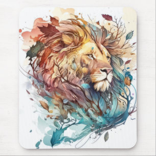 Mousepad Lion Retrait Animal Painting Willife Outdoor