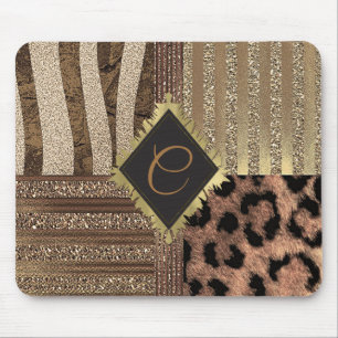 Mousepad Lioness Safari Chic Jungle Moderno Dourado Sparkle