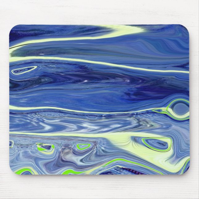 Mousepad Líquido Azul e Verde Abstrato (Frente)