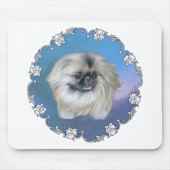 Mousepad Lírio pequinês em azul (Frente)