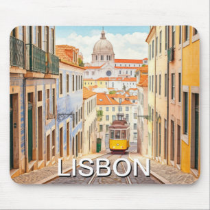 Mousepad Lisboa Portugal Pantheon Alfama Watercolor