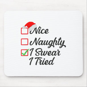 Mousepad Lista de Natal da Família Bonito Malvado Juro Que 