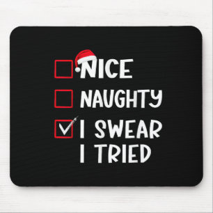 Mousepad Lista de Natal Legal, Levado, Juro que Tentei Xmas