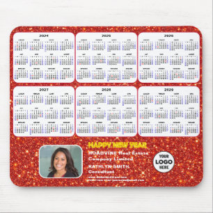 Mousepad Lista vermelha do logotipo de empresa do calendári