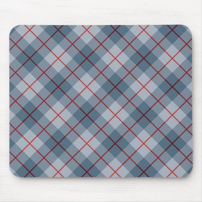 Mousepad Listra Azul-Vermelha da xadrez diagonal (Frente)