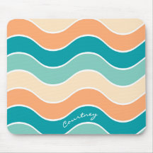 Listra de Onda Retro Teal Laranja Creme Personaliz