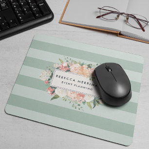 Mousepad Listra prudente floral antiga do logotipo